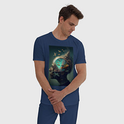Пижама хлопковая мужская Мысли о море, цвет: тёмно-синий — фото 2