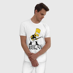 Пижама хлопковая мужская Sum41 Барт Симпсон рокер, цвет: белый — фото 2