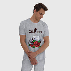 Пижама хлопковая мужская Контра и череп с розами, цвет: меланж — фото 2