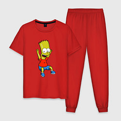 Пижама хлопковая мужская Барт прыгает, цвет: красный