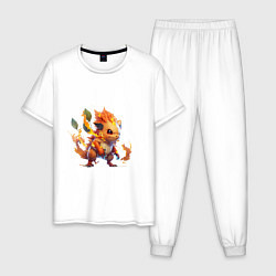 Пижама хлопковая мужская Огненный Райчу, цвет: белый