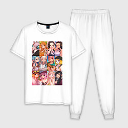 Пижама хлопковая мужская Лучшие девочки One Piece, цвет: белый