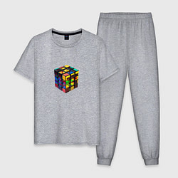 Пижама хлопковая мужская Кубик-рубик, цвет: меланж