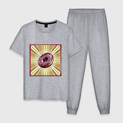 Пижама хлопковая мужская Пончик в стиле поп-арт, цвет: меланж
