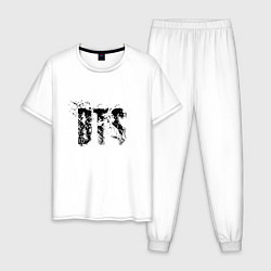 Пижама хлопковая мужская BTS logo, цвет: белый