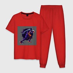 Пижама хлопковая мужская Игра в баскетбол, цвет: красный