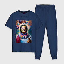 Пижама хлопковая мужская Космонавт Сальвадор Дали, цвет: тёмно-синий