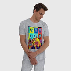 Пижама хлопковая мужская Andy Warhol and neural network - collaboration, цвет: меланж — фото 2