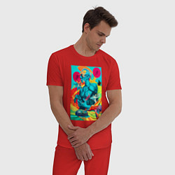 Пижама хлопковая мужская Энди Уорхол - фантазия - нейросеть, цвет: красный — фото 2