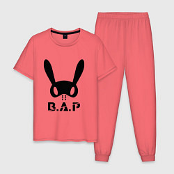 Пижама хлопковая мужская B A P big logo, цвет: коралловый