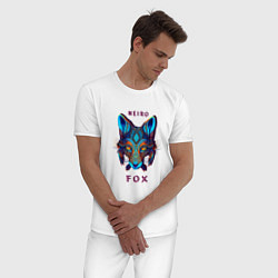Пижама хлопковая мужская Голова лисы - нейронная сеть, цвет: белый — фото 2