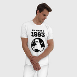 Пижама хлопковая мужская На Земле с 1993 с земным шаром, цвет: белый — фото 2