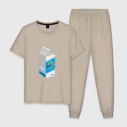 Пижама хлопковая мужская Milk one pack vagodroch, цвет: миндальный