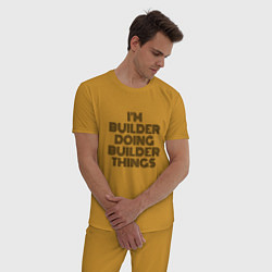 Пижама хлопковая мужская Im doing builder things, цвет: горчичный — фото 2