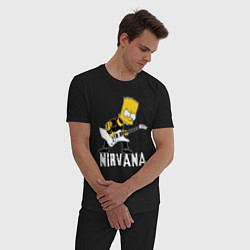 Пижама хлопковая мужская Нирвана Барт Симпсон рокер, цвет: черный — фото 2