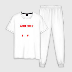 Пижама хлопковая мужская Мировая серия покера, цвет: белый