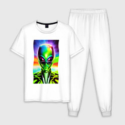 Мужская пижама Alien - neural network - neon glow - pop art