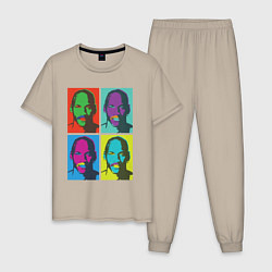 Пижама хлопковая мужская Майкл Джордан в стиле Уорхола 2на2, цвет: миндальный