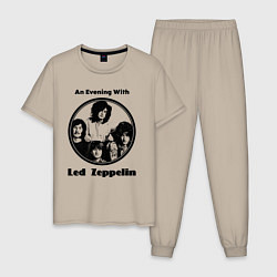 Пижама хлопковая мужская Led Zeppelin retro, цвет: миндальный