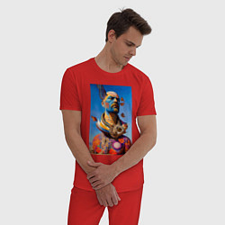 Пижама хлопковая мужская Памятник Ленину - нейросеть - сюрреализм, цвет: красный — фото 2