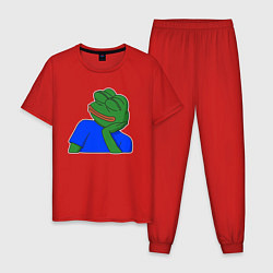 Пижама хлопковая мужская Лягушонок Пепе замечтался, цвет: красный