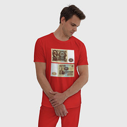 Пижама хлопковая мужская 100 советских рублей, цвет: красный — фото 2