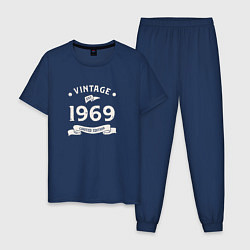 Пижама хлопковая мужская Винтаж 1969 ограниченный выпуск, цвет: тёмно-синий
