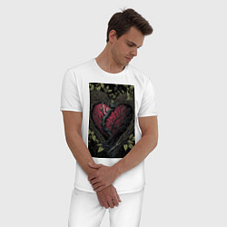 Пижама хлопковая мужская Сплетение сердца, цвет: белый — фото 2