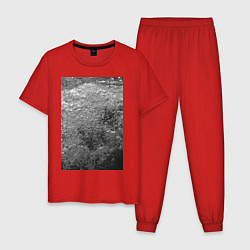 Пижама хлопковая мужская Чёрные пузыри, цвет: красный