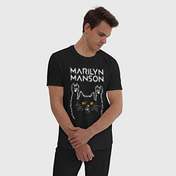 Пижама хлопковая мужская Marilyn Manson rock cat, цвет: черный — фото 2