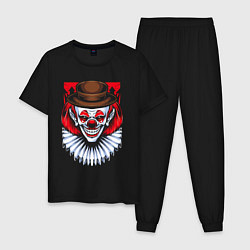 Пижама хлопковая мужская Клоун в шляпе, цвет: черный