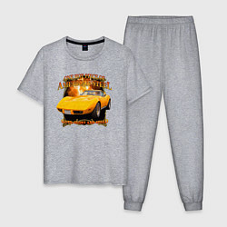 Пижама хлопковая мужская Американский маслкар Chevrolet Corvette Stingray, цвет: меланж