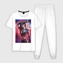 Пижама хлопковая мужская Девушка из киберпанка 2077, цвет: белый