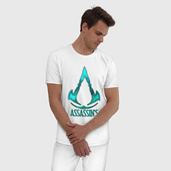 Пижама хлопковая мужская Assassins Creed art, цвет: белый — фото 2