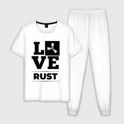 Пижама хлопковая мужская Rust love classic, цвет: белый
