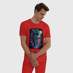 Пижама хлопковая мужская В поисках новых миров, цвет: красный — фото 2