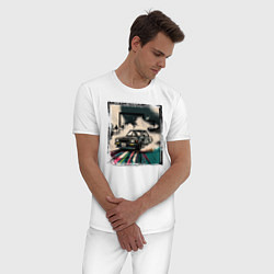 Пижама хлопковая мужская JDM дрифт, цвет: белый — фото 2