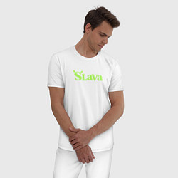 Пижама хлопковая мужская Слава в стиле Шрека, цвет: белый — фото 2