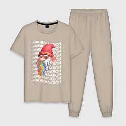 Пижама хлопковая мужская Шмебьюлок, цвет: миндальный
