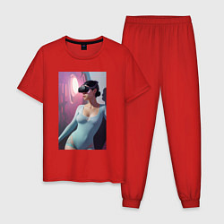 Пижама хлопковая мужская Девушки с виар, цвет: красный