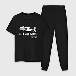 Пижама хлопковая мужская BMW и любовь, цвет: черный