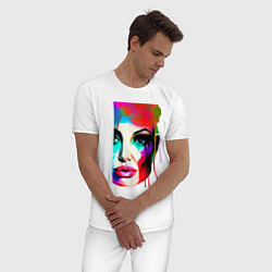 Пижама хлопковая мужская Angelina Jolie - watercolor - sketch, цвет: белый — фото 2