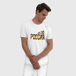 Пижама хлопковая мужская Россия: в стиле хохлома, цвет: белый — фото 2