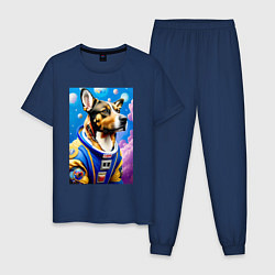 Пижама хлопковая мужская Пёс бравый космонавт, цвет: тёмно-синий