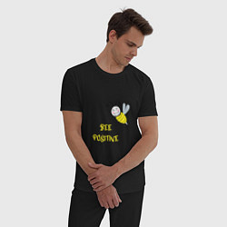 Пижама хлопковая мужская Позитивная пчела, цвет: черный — фото 2