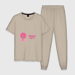 Мужская пижама Цветущее вишневое дерево - весна в моем сердце