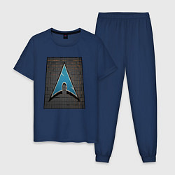 Пижама хлопковая мужская Arch Linux cubed, цвет: тёмно-синий