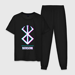 Пижама хлопковая мужская Символ Berserk в стиле glitch, цвет: черный
