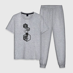 Пижама хлопковая мужская Геометрическая грибная абстракция, цвет: меланж