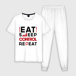 Мужская пижама Надпись: eat sleep Control repeat